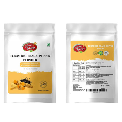 Nature's Basket Turmeric (Curcuma Longa) Black Pepper (Piper Nigrum) Powder - 227 Grams
