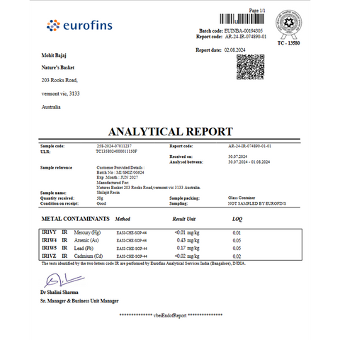 Pure Himalayan Shilajit Resin with B12 (Lab Tested)- 15gms