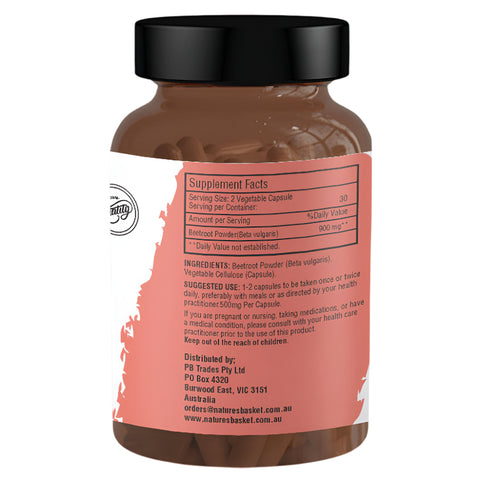 Nature's Basket Beetroot (Beta Vulgaris) Powder Capsule - 60 Capsules