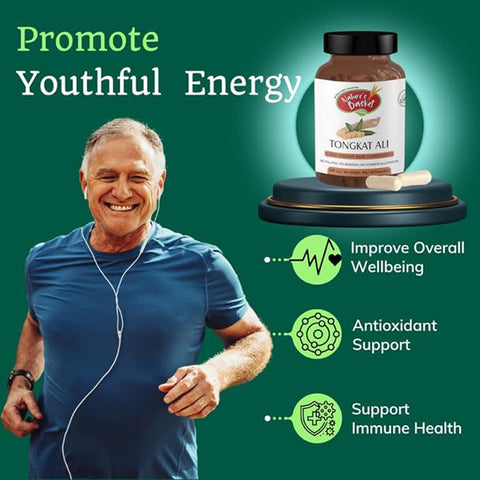 Nature's Basket Tongkat Ali (Eurycoma Longifolia) Capsules 100:1 - Boost Testosterone Naturally