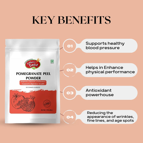 Nature's Basket Pomegranate Peel (Punica Granatum) Powder - 227 Grams (Reducing the appearance of wrinkles, fine lines, and age spots)