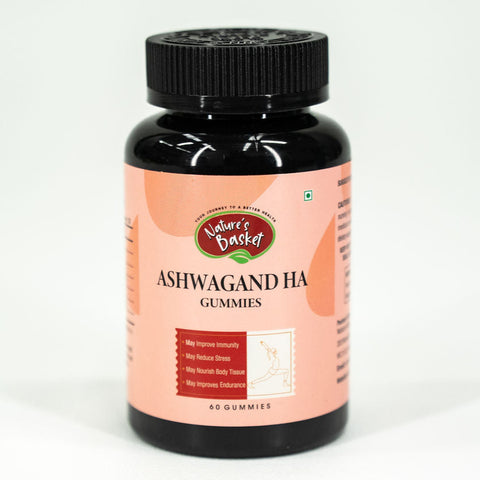 Bottle of Ashwagandha gummies on a white background