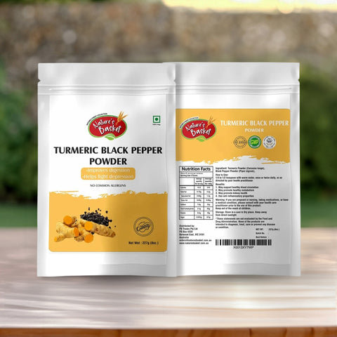 Nature's Basket Turmeric (Curcuma Longa) Black Pepper (Piper Nigrum) Powder - 227 Grams
