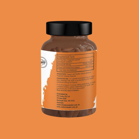 Nature's Basket Papaya Leaf (Carica papaya) Powder Capsule - 60 Capsules