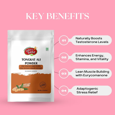 Nature's Basket Tongkat Ali (Eurycoma Longifolia) Powder 227g- Boost Testosterone Naturally