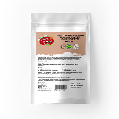 Natures Basket 5 Mushroom Extract Blend Powder – 227g