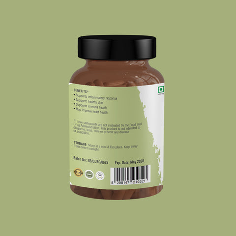 Supplement bottle with label on a green background
