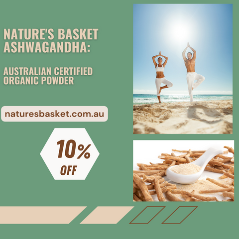 Nature's Basket Ashwagandha Australian Certified Organic Powder 227g- USDA Certified