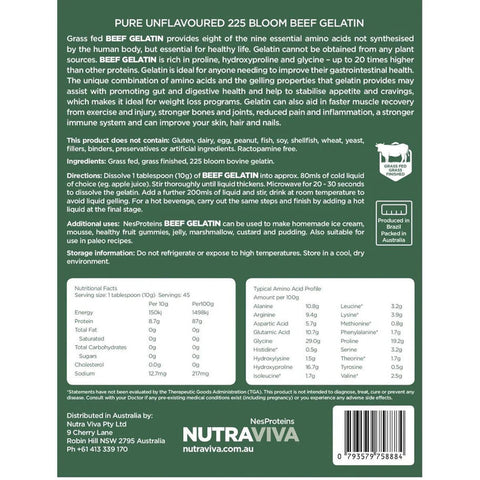 Nutraviva Gelatin Grass Fed 450g