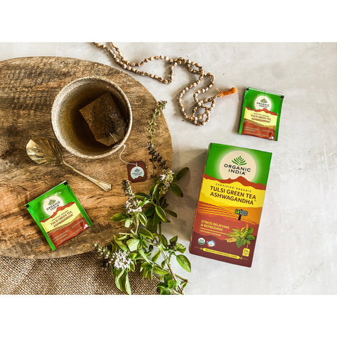 Organic India Tulsi Green Tea Ashwagandha- 25 Teabags