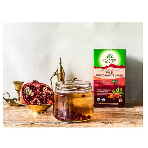 Organic India Tulsi Pomegranate Green 25 Tea Bags