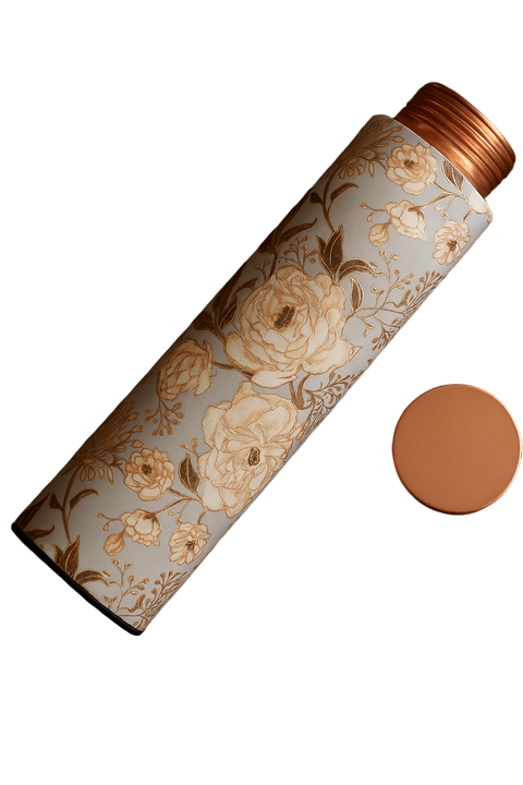 Handcrafted Pure Copper Gold Flower Bottle 800ml