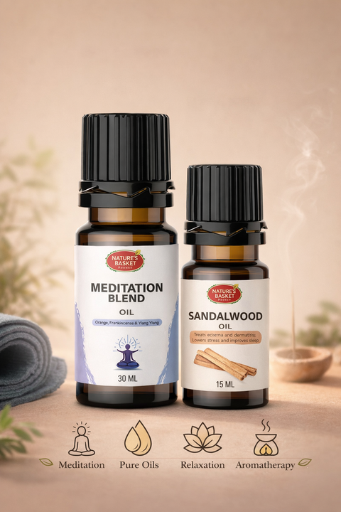 Essential Oil Relaxation Bundle – Meditation Blend Oil 30 ml & Sandalwood Oil 15 ml