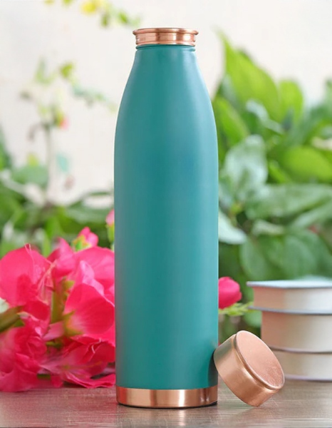 Copper Lacquer Coated Turquoise Silk Finish Bottle 900ml