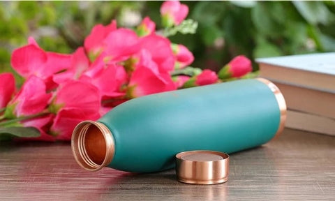 Copper Lacquer Coated Turquoise Silk Finish Bottle 900ml