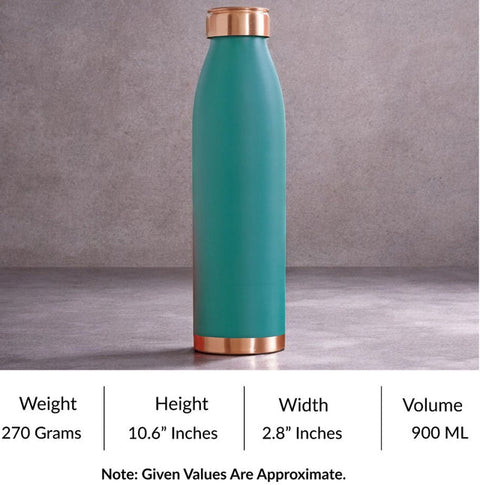 Copper Lacquer Coated Turquoise Silk Finish Bottle 900ml