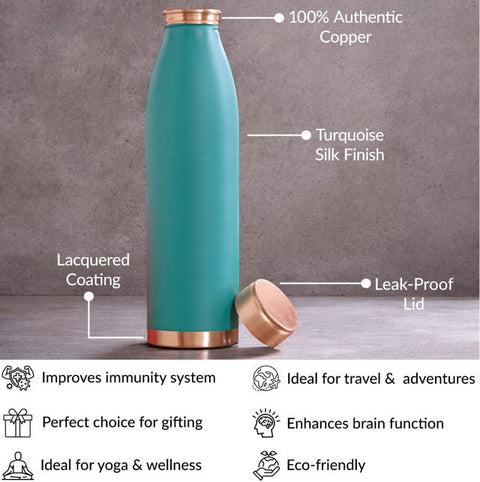 Copper Lacquer Coated Turquoise Silk Finish Bottle 900ml