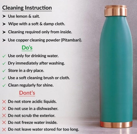 Copper Lacquer Coated Turquoise Silk Finish Bottle 900ml