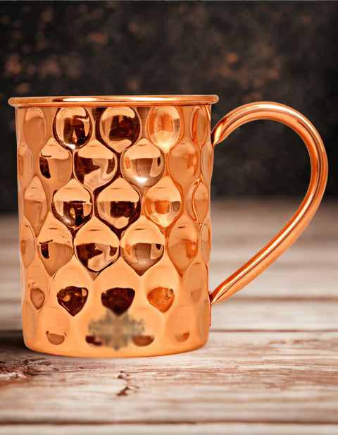 Copper Large Diamond Hammered Mug Handcrafted