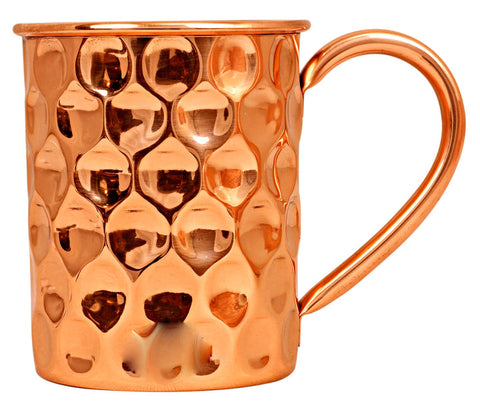 Copper Large Diamond Hammered Mug Handcrafted