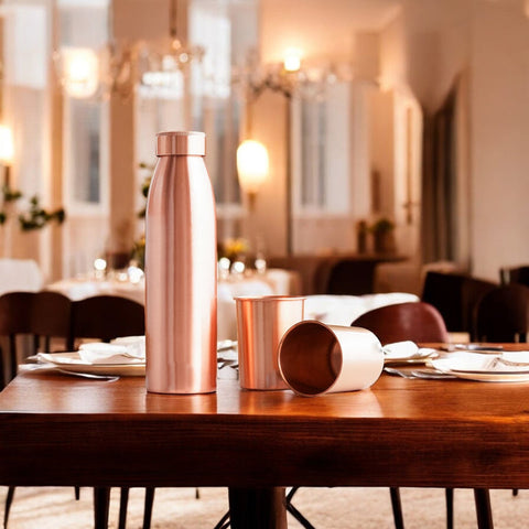 Copper Bottle and Glass Gift 3 Pc Set