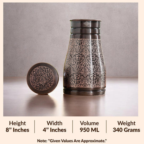Copper Embossed Bedroom Bottle 950ml with Glass