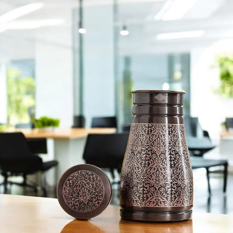 Copper Embossed Bedroom Bottle 950ml with Glass