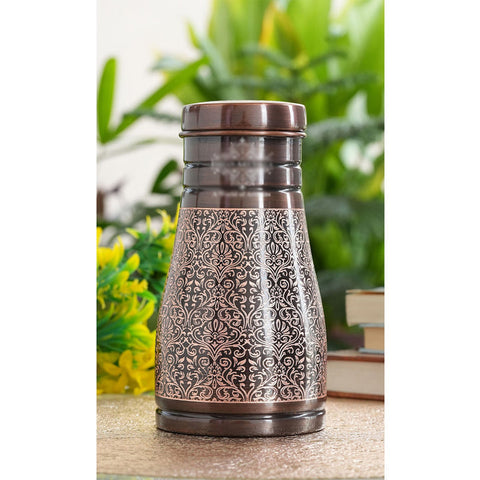 Copper Embossed Bedroom Bottle 950ml with Glass