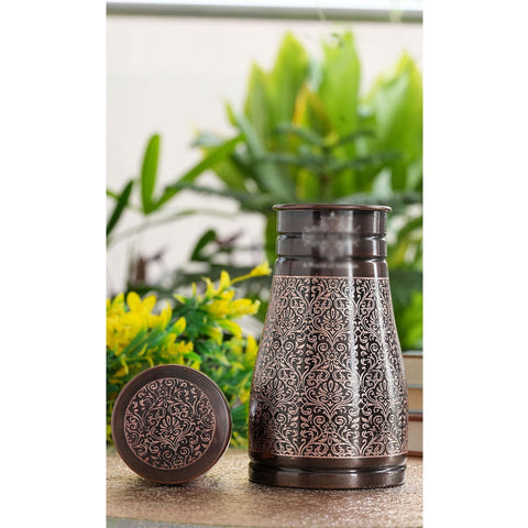 Copper Embossed Bedroom Bottle 950ml with Glass