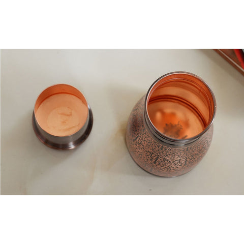 Copper Embossed Bedroom Bottle 950ml with Glass