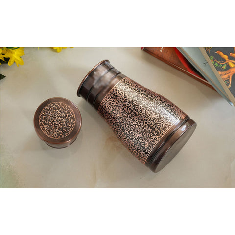 Copper Embossed Bedroom Bottle 950ml with Glass