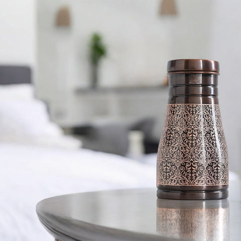 Copper Embossed Bedroom Bottle 950ml with Glass