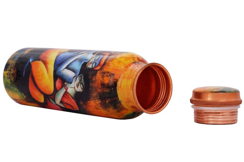 Copper Water Bottle 900ml Radha Krishna Design