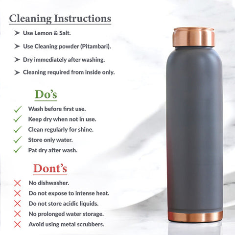 Copper Lacquer Coated Gray Silk Finish Bottle 900ml