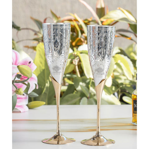 Silver and Brass Glass Gift Set of 2