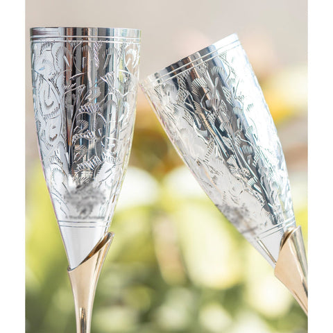 Silver and Brass Glass Gift Set of 2
