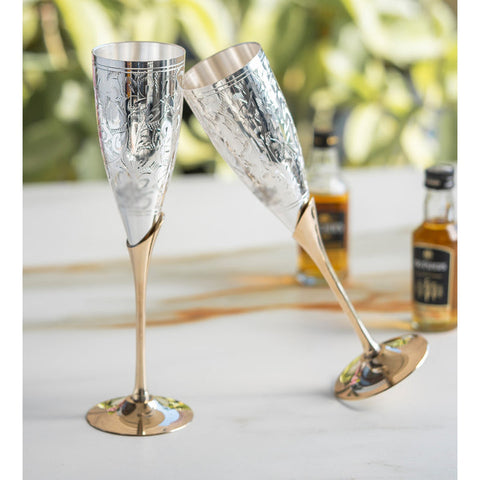 Silver and Brass Glass Gift Set of 2
