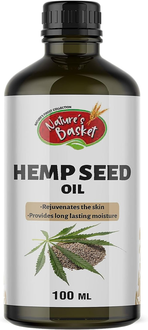 Nature's Basket Hemp Seed Oil | Cold Pressed Multipurpose Oil | Rich In Vitamins | Plant-Based | For skin and hair| Skin & hair nourishment oil - (100 Ml)