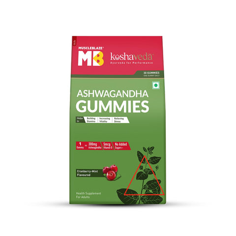 Koshaveda Ashwagandha Gummies Cranberry Mint by MuscleBlaze, 30 gummies