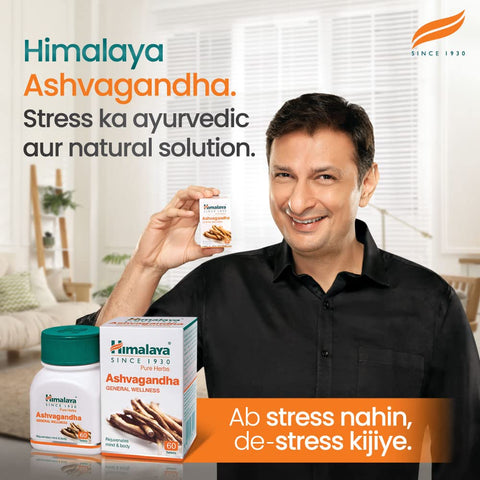 Himalaya Ashvagandha General Wellness Tablets | Stress Relief | Rejuvenates Mind & Body - 60 Tablets