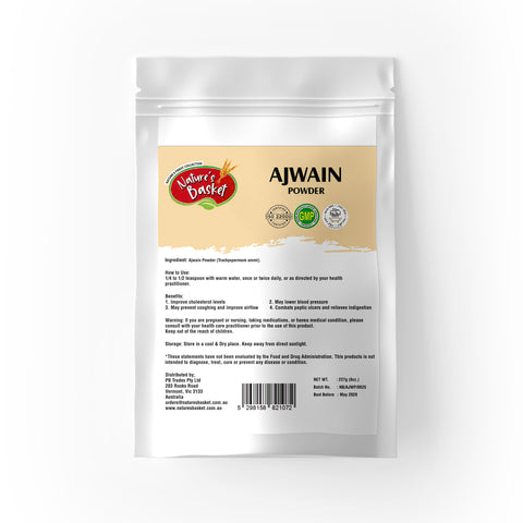 Natures Basket Ajwain (Trachyspermum ammi) Powder – 227g
