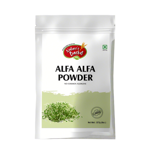 Package of Nature's Basket Alfa Alfa Powder on a white background