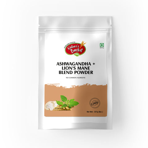 Natures Basket Ashwagandha + Lion’s Mane Powder – 227g