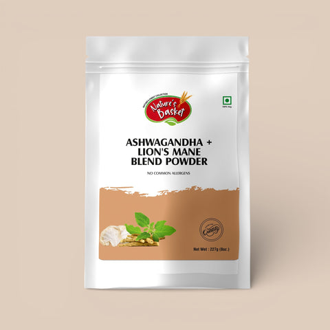 Natures Basket Ashwagandha + Lion’s Mane Powder – 227g