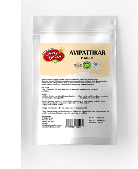 Avipattikar Powder package with label on a white background