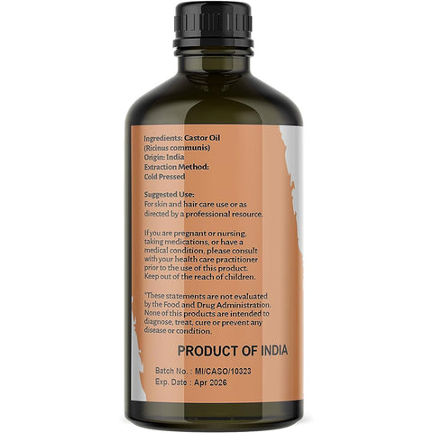 Nature's Basket Castor Hair Oil, 100% Pure, Cold-pressed, Hexane Free, Thicker Hair, Brows & Lashes - 100 ML