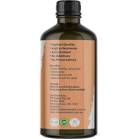 Nature's Basket Castor Hair Oil, 100% Pure, Cold-pressed, Hexane Free, Thicker Hair, Brows & Lashes - 100 ML