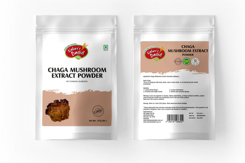 Front image of Natures Basket Chaga Mushroom Extract Powder 227g – premium immune-supporting mushroom in eco-friendly packaging.
