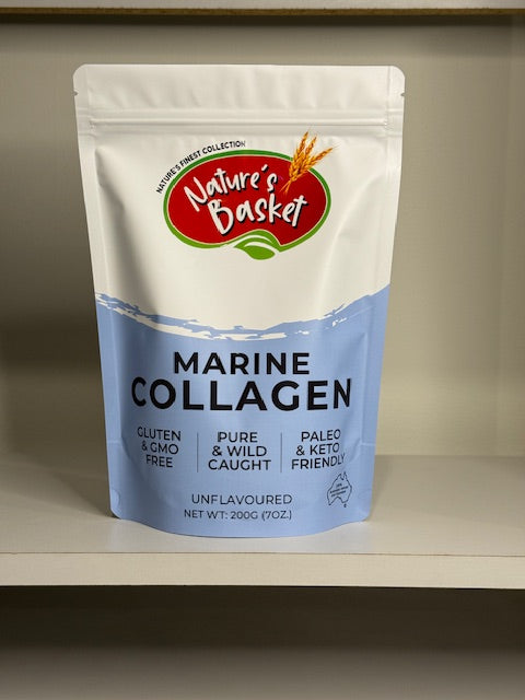 Nature's Basket Marine Collagen package on a neutral background