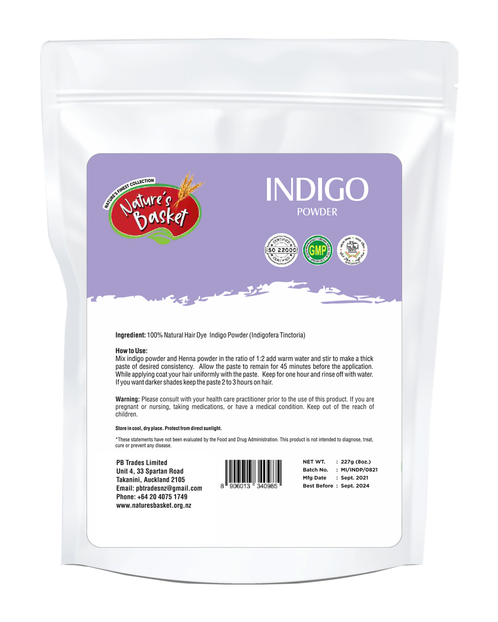 Nature's Basket Indigo Powder 227g Nature's Basket AU